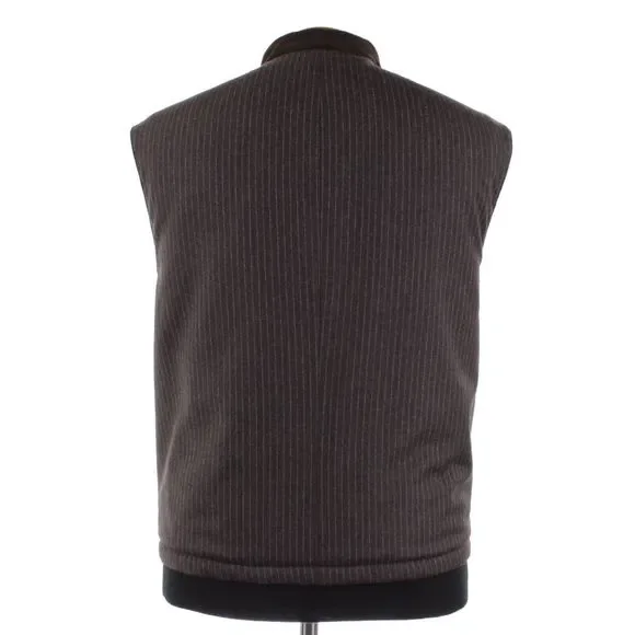 Hettabretz NWD Wool / Suede Leather Vest Size 48 (~ Medium US) In Brown & Blue